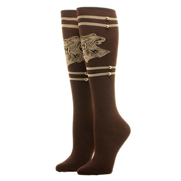 Harry Potter Accessories - Harry Potter Knee High Socks Women's Brown Hogwarts Trunk Metal Studs Size 9-11